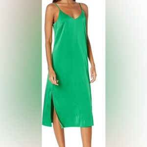 The Drop Emerald Green Satin Slip Dress